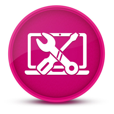 Repair computer luxurious glossy pink round button abstract illustrationの写真素材