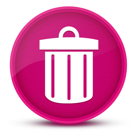 Recycle bin luxurious glossy pink round button abstract illustrationの写真素材