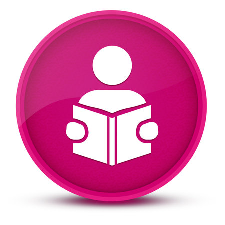Reading learning with book luxurious glossy pink round button abstract illustrationの写真素材