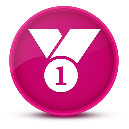 Number 1 luxurious glossy pink round button abstract illustrationの写真素材