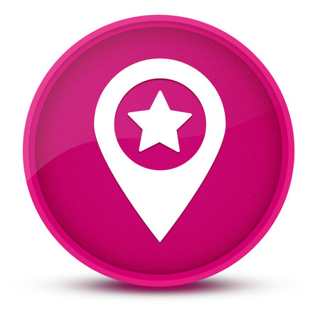 Map pointer star luxurious glossy pink round button abstract illustrationの写真素材
