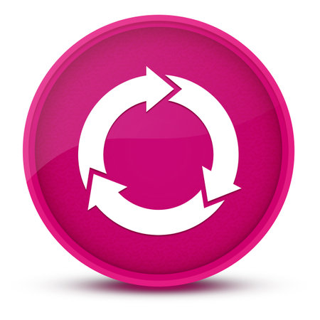 Three circle arrows luxurious glossy pink round button abstract illustrationの写真素材