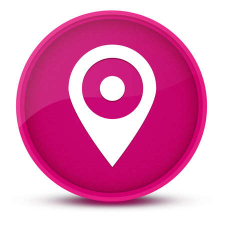 Location pin luxurious glossy pink round button abstract illustrationの写真素材