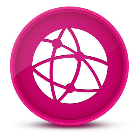 Global technology or social network luxurious glossy pink round button abstract illustrationの写真素材