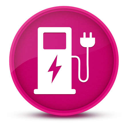 Electric vehicle charging station luxurious glossy pink round button abstract illustrationの写真素材