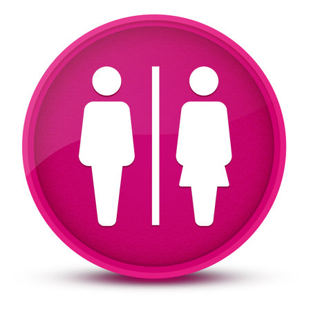 Restroom sign luxurious glossy pink round button abstract illustrationの写真素材