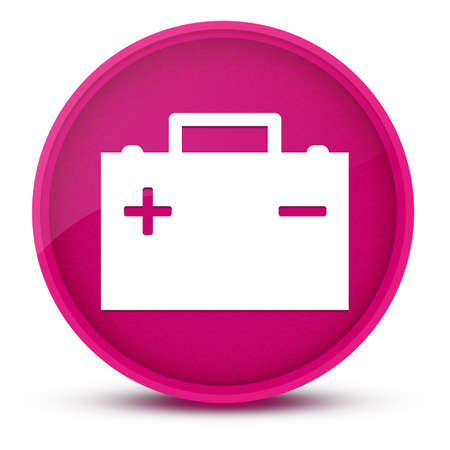 Car battery luxurious glossy pink round button abstract illustrationの写真素材