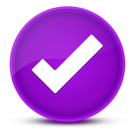 Checkmark luxurious glossy purple round button abstract illustrationの写真素材
