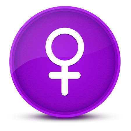 Female sign luxurious glossy purple round button abstract illustrationの写真素材