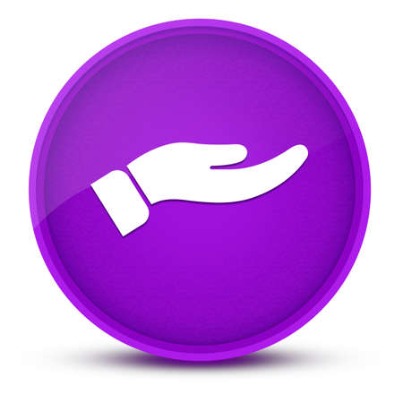 Hand luxurious glossy purple round button abstract illustrationの写真素材