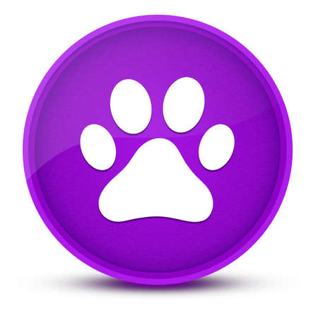 Dog or cat paw print luxurious glossy purple round button abstract illustrationの写真素材