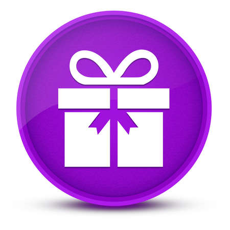 Gift luxurious glossy purple round button abstract illustrationの写真素材