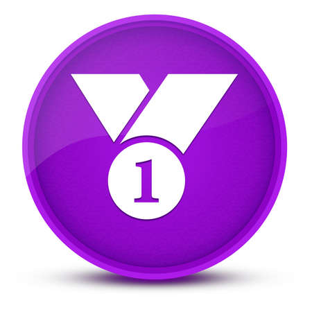 Number 1 luxurious glossy purple round button abstract illustrationの写真素材