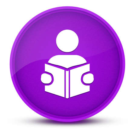 Reading learning with book luxurious glossy purple round button abstract illustrationの写真素材