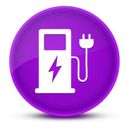 Electric vehicle charging station luxurious glossy purple round button abstract illustrationの写真素材