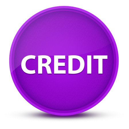 Credit luxurious glossy purple round button abstract illustrationの写真素材