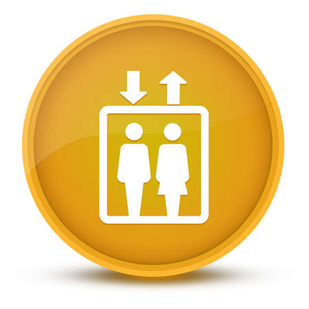 Lift sign luxurious glossy yellow round button abstract illustrationの写真素材