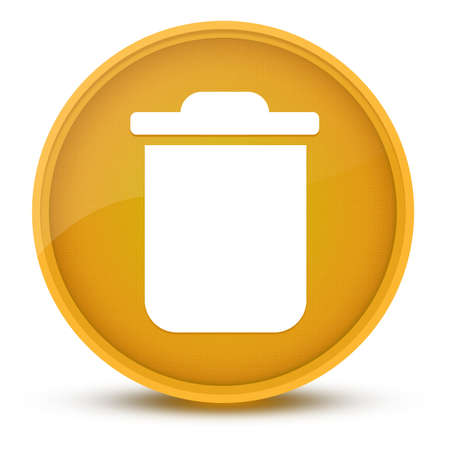 Delete luxurious glossy yellow round button abstract illustrationの写真素材