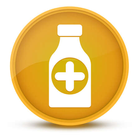 Pills bottle luxurious glossy yellow round button abstract illustrationの写真素材