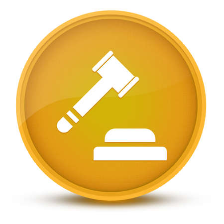 Auction luxurious glossy yellow round button abstract illustrationの写真素材