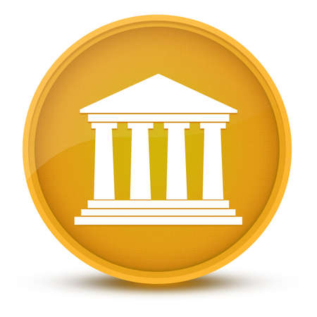 Building luxurious glossy yellow round button abstract illustrationの写真素材