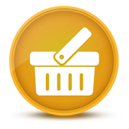 Shopping cart luxurious glossy yellow round button abstract illustrationの写真素材