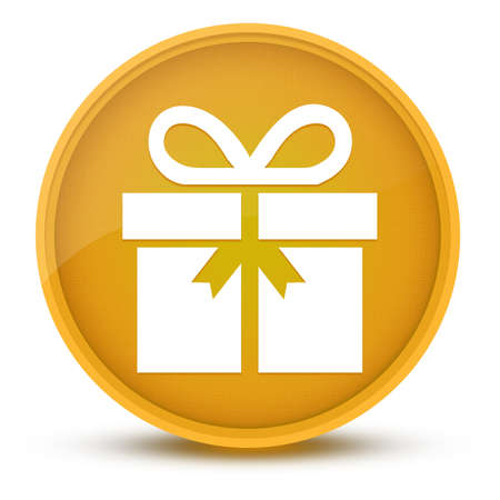 Gift luxurious glossy yellow round button abstract illustrationの写真素材