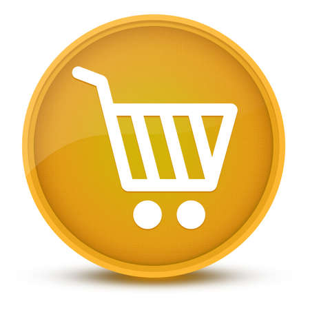 Shopping cart luxurious glossy yellow round button abstract illustrationの写真素材