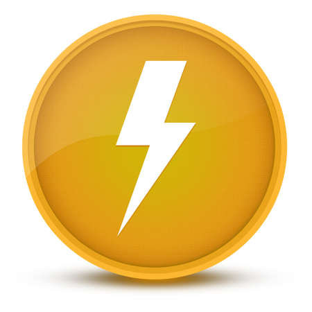 Lightning bolt luxurious glossy yellow round button abstract illustrationの写真素材