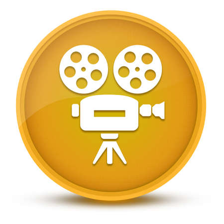 Video camera luxurious glossy yellow round button abstract illustrationの写真素材
