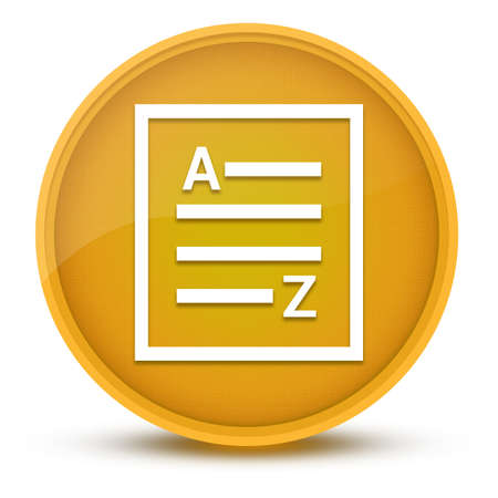 A-Z(list page icon) luxurious glossy yellow round button abstract illustrationの写真素材
