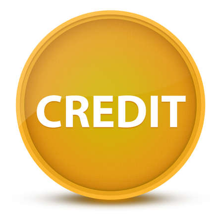 Credit luxurious glossy yellow round button abstract illustrationの写真素材