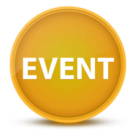 Event luxurious glossy yellow round button abstract illustrationの写真素材
