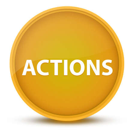 Actions luxurious glossy yellow round button abstract illustrationの写真素材