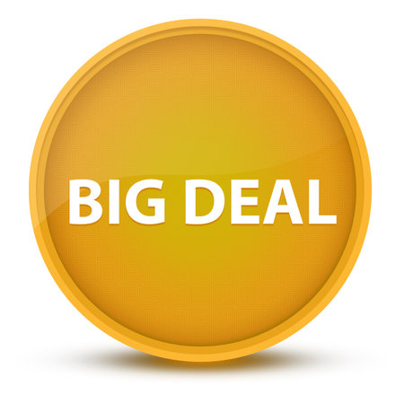 Big Deal luxurious glossy yellow round button abstract illustrationの写真素材