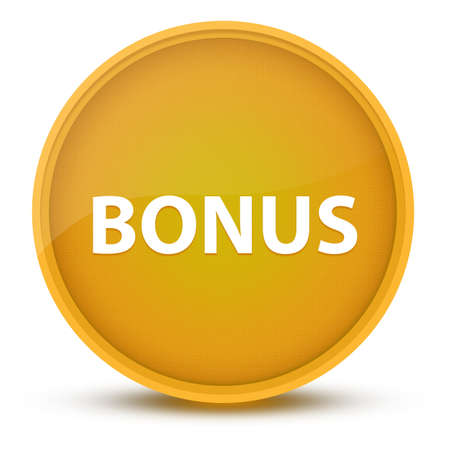Bonus luxurious glossy yellow round button abstract illustrationの写真素材