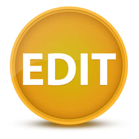 Edit luxurious glossy yellow round button abstract illustrationの写真素材