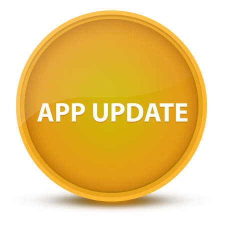 App Update luxurious glossy yellow round button abstract illustrationの写真素材