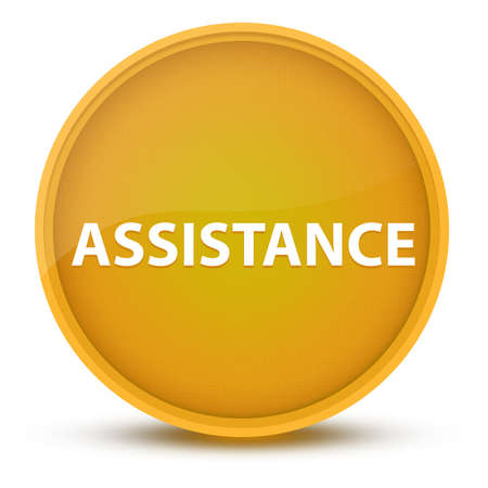 Assistance luxurious glossy yellow round button abstract illustrationの写真素材