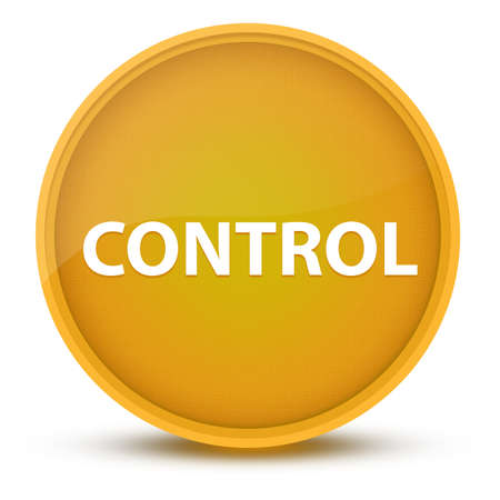 Control luxurious glossy yellow round button abstract illustrationの写真素材