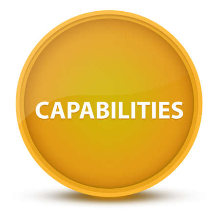 Capabilities luxurious glossy yellow round button abstract illustrationの写真素材