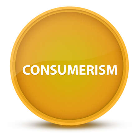 Consumerism luxurious glossy yellow round button abstract illustrationの写真素材