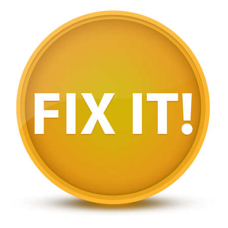Fix It! luxurious glossy yellow round button abstract illustrationの写真素材