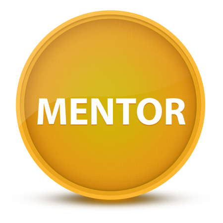 Mentor luxurious glossy yellow round button abstract illustrationの写真素材