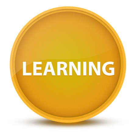 Learning luxurious glossy yellow round button abstract illustrationの写真素材