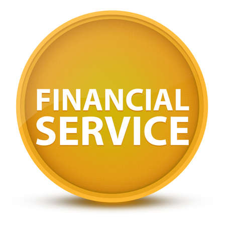 Financial Service luxurious glossy yellow round button abstract illustrationの写真素材