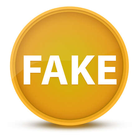Fake luxurious glossy yellow round button abstract illustrationの写真素材