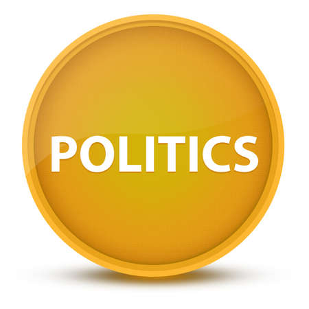 Politics luxurious glossy yellow round button abstract illustrationの写真素材