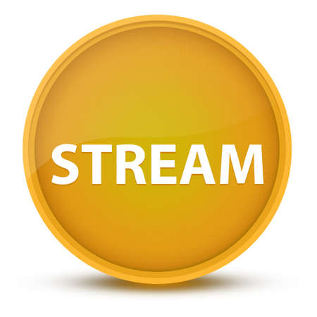 Stream luxurious glossy yellow round button abstract illustrationの写真素材
