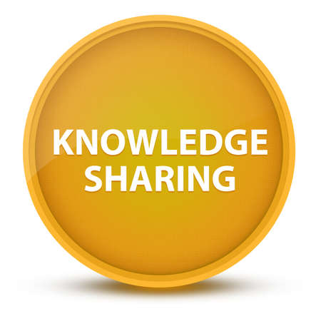 Knowledge Sharing luxurious glossy yellow round button abstract illustrationの写真素材